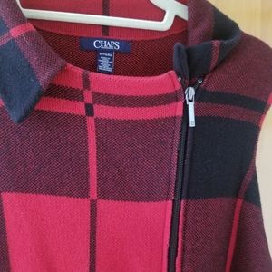 NWOT Chaps Red Plaid Flannel Zip Up Vest Sized 1x